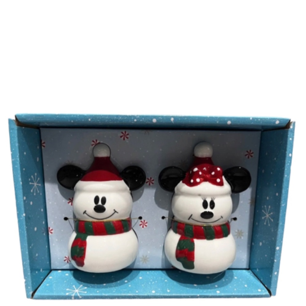 NEW Disney Mickey Mouse & Minnie Mouse Salt and Pepper Snowman Shakers